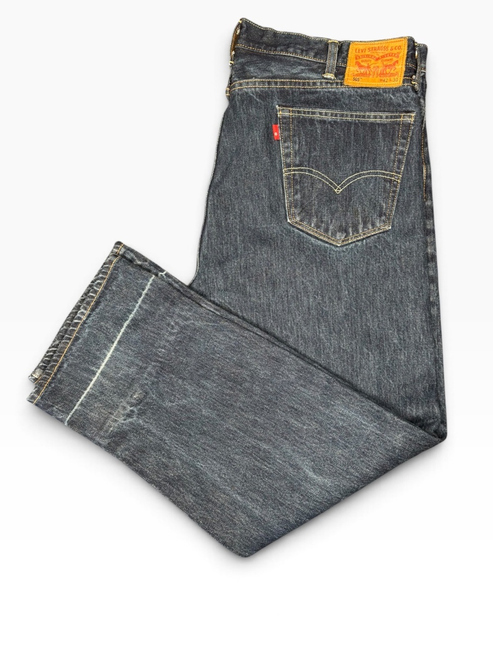 Levi's 505 Jeans Men 42x 30 (27")Blue Good White Oak Cone Denim Made in USA